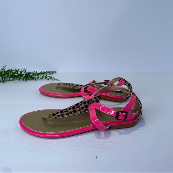 Sperry Summerlin Sandals Size 4M Neon Pink & Leopard Open Toe Ankle Strap - Picture 5 of 10